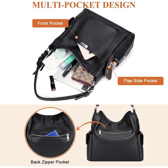 Chic Women's Leather Handbag with Adjustable Strap - Perfect for Every Occasion - Picture 4 of 8